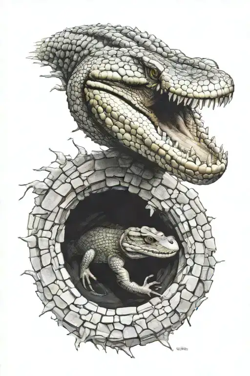 Mexican Alligator Lizard Emerging From A Dark Hole