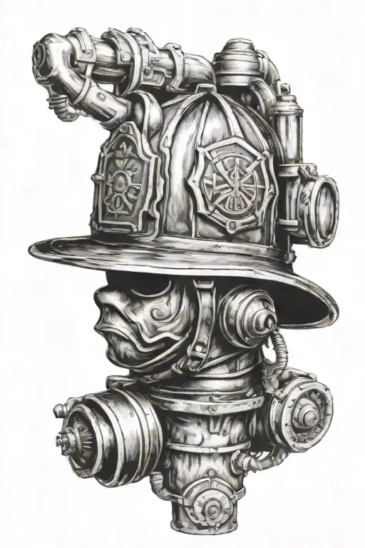 Firefighter Helmet Woth Fire Hydrant