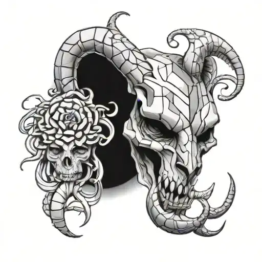 Medusa Cover Up Cougar Skull With Geometric