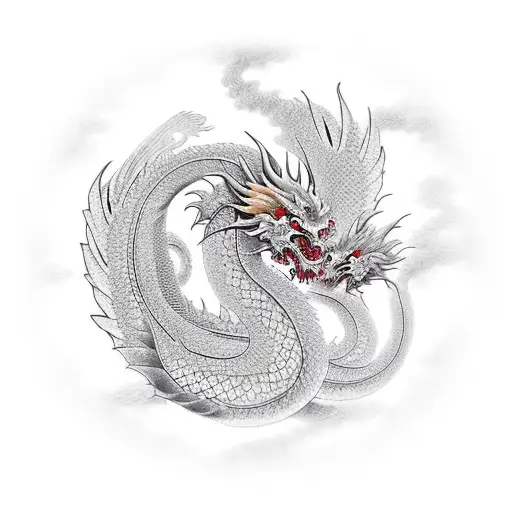 Japanese Dragon And Phoenix Intertwined