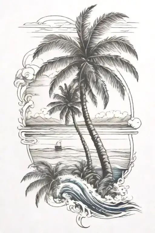 Palm Tree And Ocean