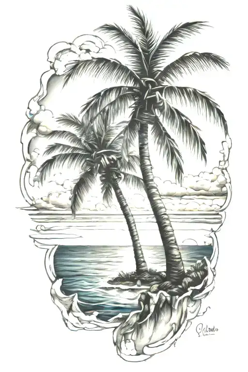 Palm Tree And Ocean