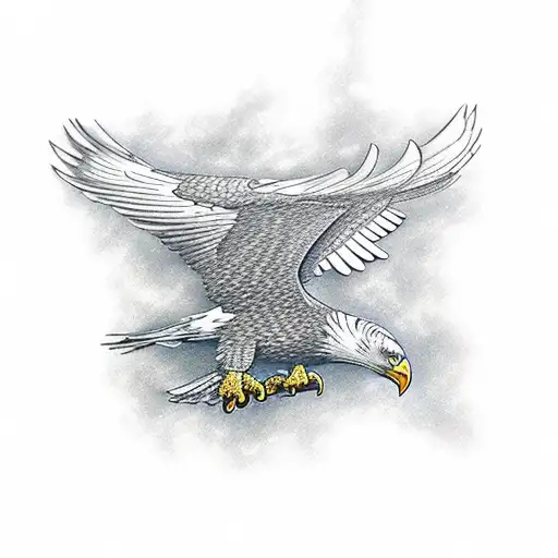 An Intricate Eagle Soaring Over A Serene Lake