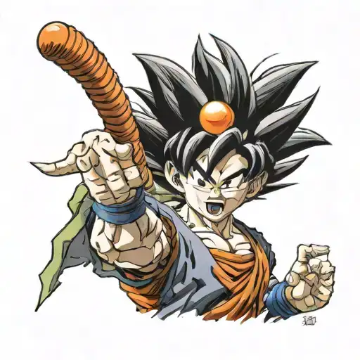 Son Goku With A Dragonball In His Hand