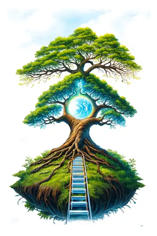 Tree Of Life And Jacobs Ladder Biblical Hyper Realism