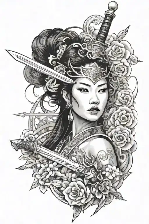 Asian Women Face Sword