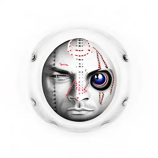 Nice Eye Tattoo With A Football Playing Guy In The Eye