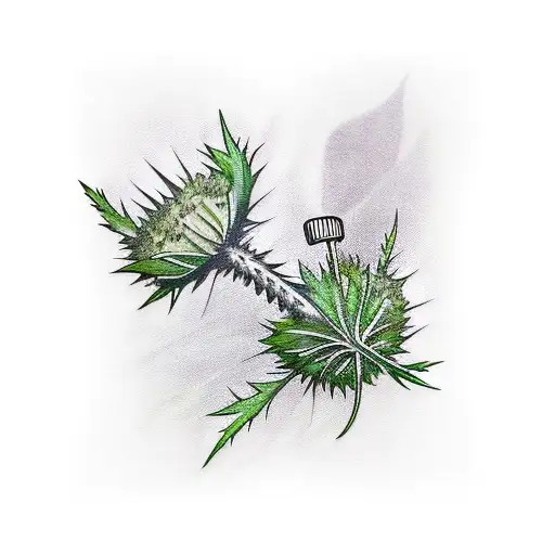 Bagpipes With A Background Of Thistles And Maple Leaves