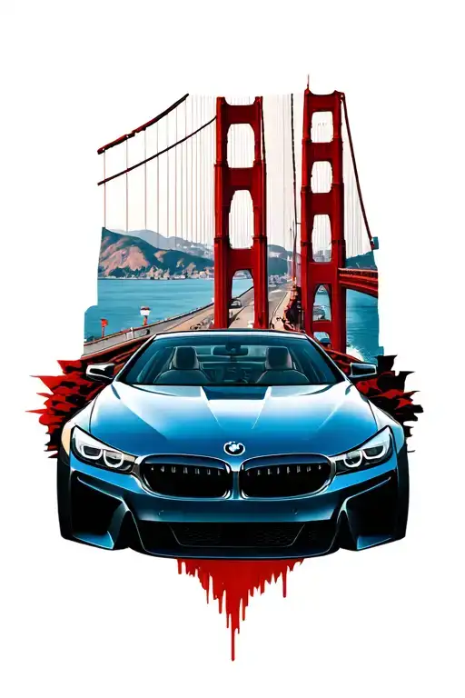 Bmw Embem With Golden Gate Bridge