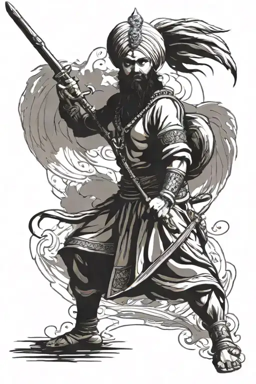 Sikh Warrior With A Spear
