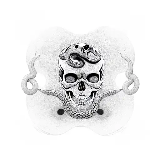 Skull With Ying Yang Snake