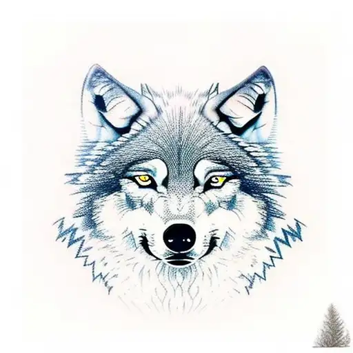 Wolf With Pines In Background