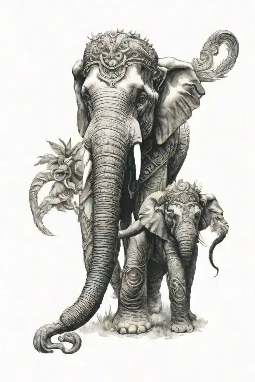 Elephant Strong Feathers Warrior Father Love Bond