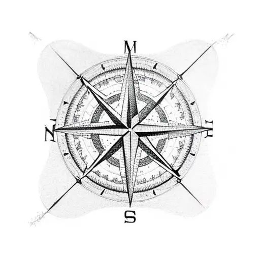 Lighthouse With Compass Rose