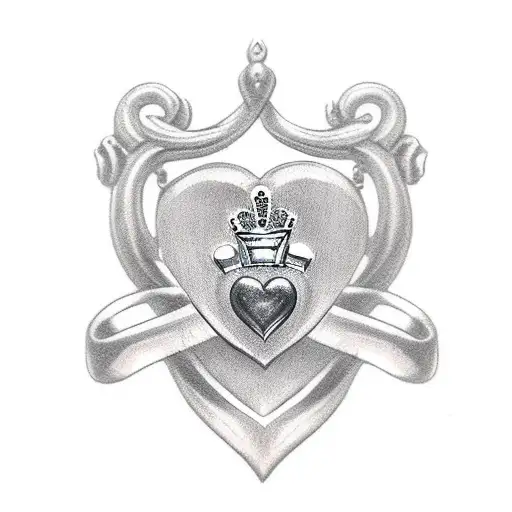 A Realistic Tattoo Of A Claddagh Ring With A Dog Paw Replacing The Heart