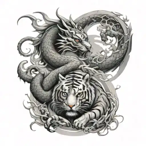 Dragon And Tiger In Yin Yang Symbol