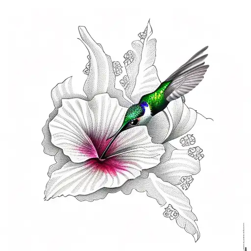 Hummingbird Feeding On A Hibiscus Flower