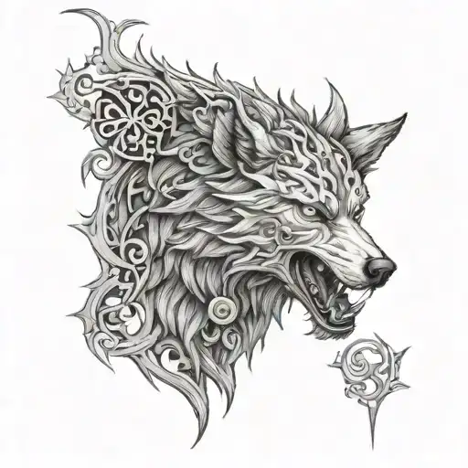 Fenrir Looking On Odin Hanhging Pierced