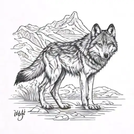 Serbian Wolf On Calf Sized Tatto