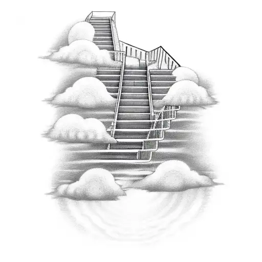 Stairs To Heaven With Clouds And Light Beaming Down