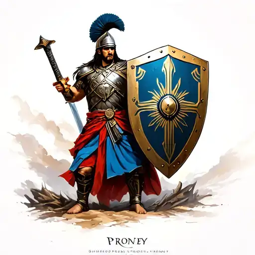 Spartan Guerrero With A Shield And Arodillao Sword Before God