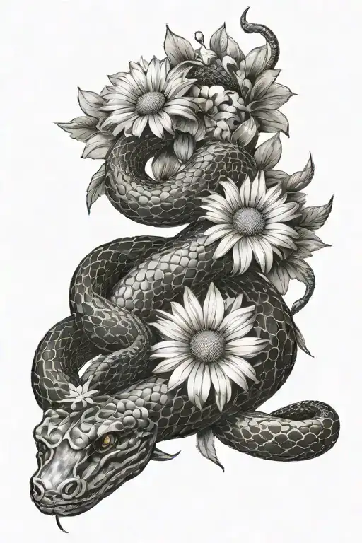 Daisy Flowers And Snake Wrapping