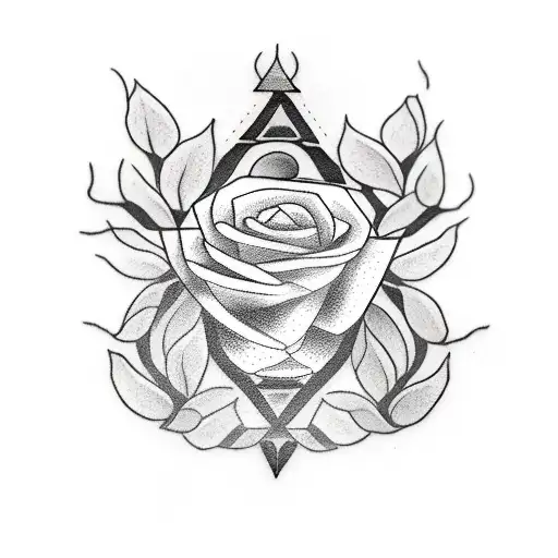 A Blackwork Tattoo Of A Car Engine With Tea Leaves Growing Out Of It