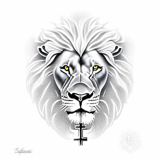 Lion Holding Christian Cross