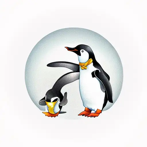 A Penguin Enjoying A Bowl Of Noodles