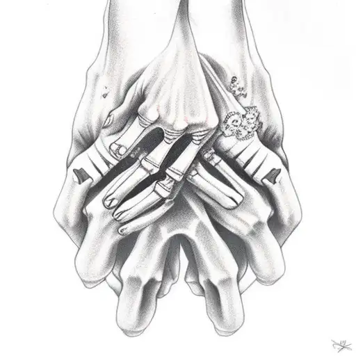 Skeleton Hands Looking At Two Aces