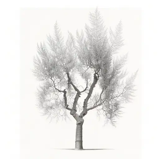 Ash Tree At The Bottom Turning Into Olive Tree At The Top