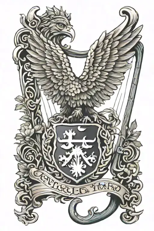 Polish Eagle Irish Harp With A Vibrant