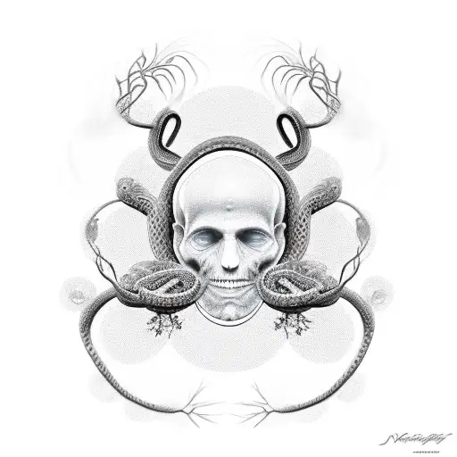 Tree Of Life Whit Snake Araund Him And Lives Is Maney