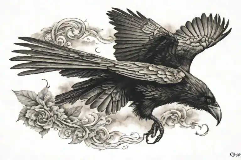 Crow Flying Towards Different Directions