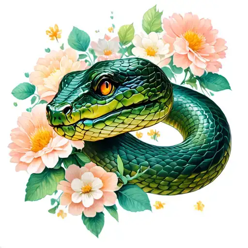 A Snake Made Out Of Flowers