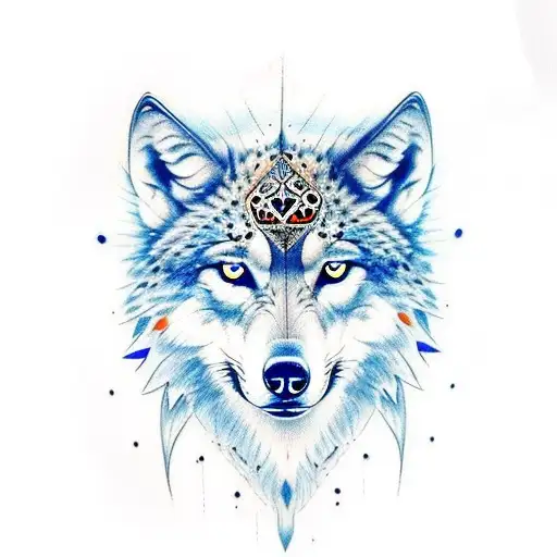 Wolf With A Blue Butterfly With A Cheetah
