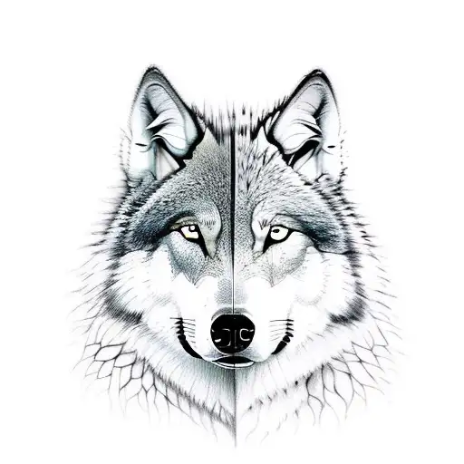 Half Lady Face And Half Wolf