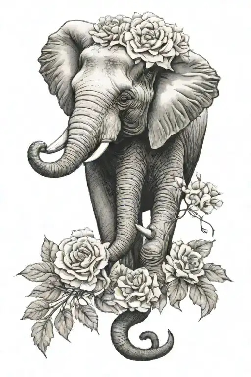 Elephant Head With Carnations