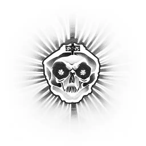 Japanese-inspired With A Jesus Cross Surrounded By Roses And A Skull In Between The Cross