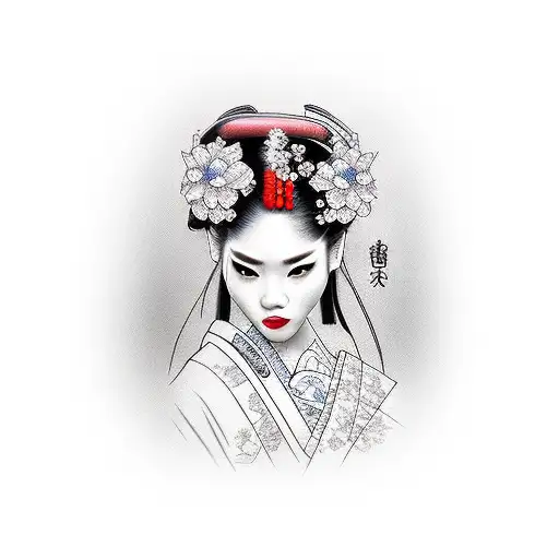 Pretty Geisha Face Straight On