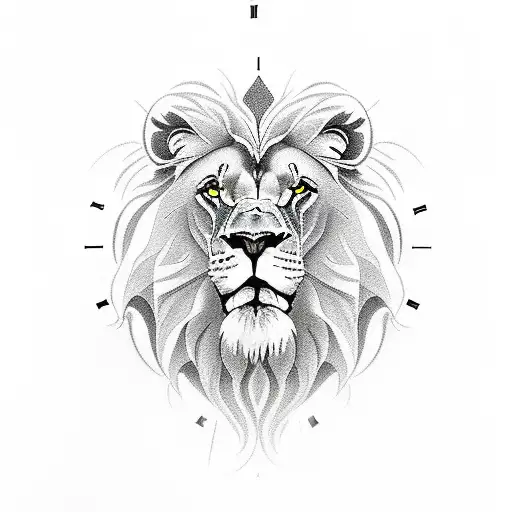 Lion Side Profile With Clock