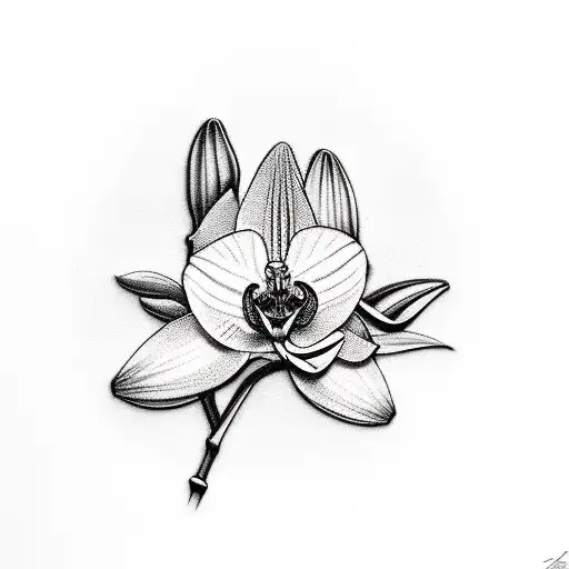 Bamboo Orchid With Leaves