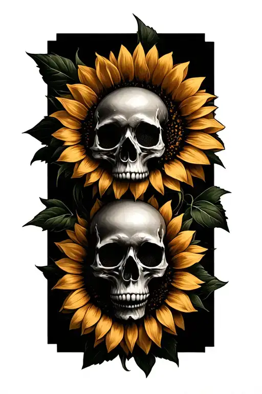 Sunflowers With Skulls Representing Dark Periods