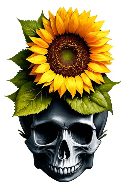 Sunflowers With Skulls Representing Dark Periods