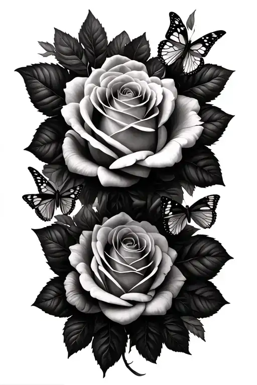 Roses And Butterfly Flying