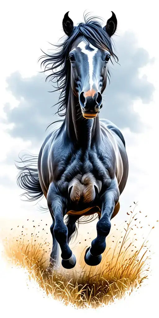 Horse Galloping Through A Field