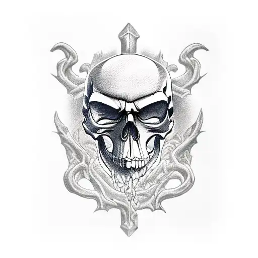 Evil Grim Reaper Skull And Deck Of Cards