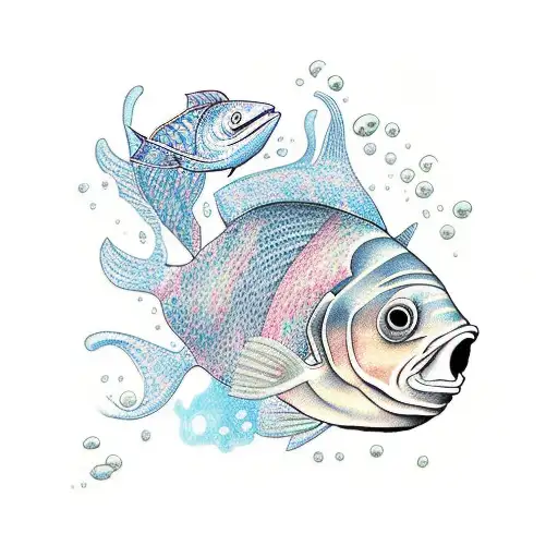 A Scuba Diver Playing Guitar Underwater Surrounded By Colorful Fish