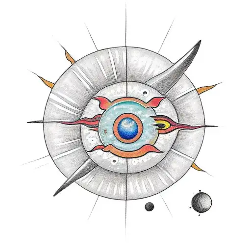 Sun And Moon With A Rocket