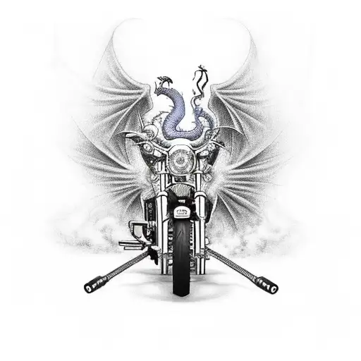 Harley Davidson Motorcycle With A Dragon Breathing Fire